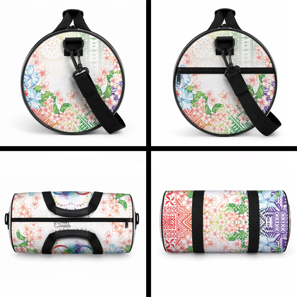 Fight Cancer In All Colors Duffle Bag Plumeria Mix Tapa Pattern LT7 - Polynesian Pride