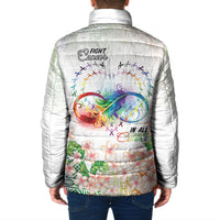 Fight Cancer In All Colors Padded Jacket Plumeria Mix Tapa Pattern LT7 - Polynesian Pride