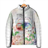 Fight Cancer In All Colors Padded Jacket Plumeria Mix Tapa Pattern LT7 - Polynesian Pride