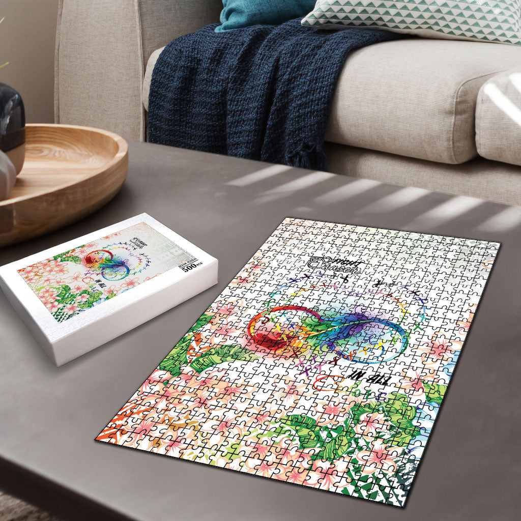 Fight Cancer In All Colors Puzzle Plumeria Mix Tapa Pattern LT7 - Polynesian Pride