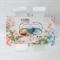 Fight Cancer In All Colors Tablecloth Plumeria Mix Tapa Pattern LT7 White - Polynesian Pride