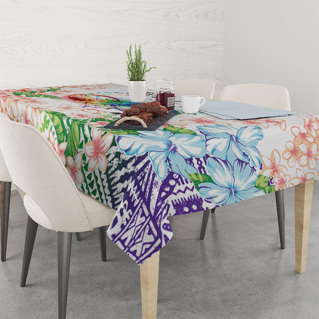 Fight Cancer In All Colors Tablecloth Plumeria Mix Tapa Pattern LT7 - Polynesian Pride