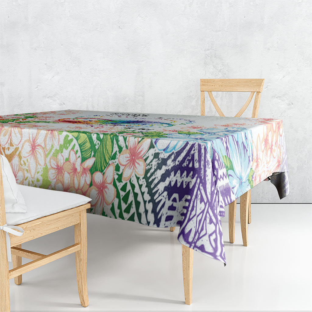 Fight Cancer In All Colors Tablecloth Plumeria Mix Tapa Pattern LT7 - Polynesian Pride