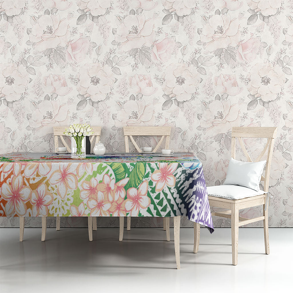 Fight Cancer In All Colors Tablecloth Plumeria Mix Tapa Pattern LT7 - Polynesian Pride