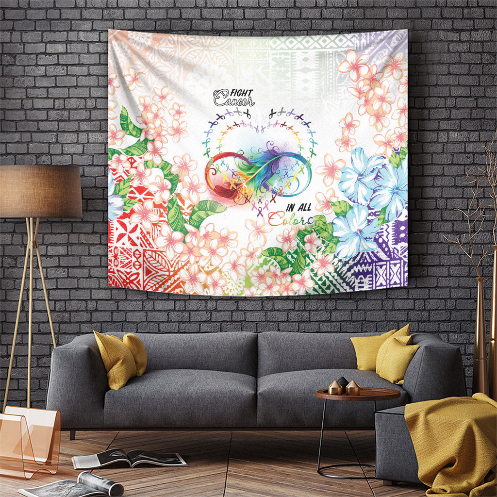 Fight Cancer In All Colors Tapestry Plumeria Mix Tapa Pattern