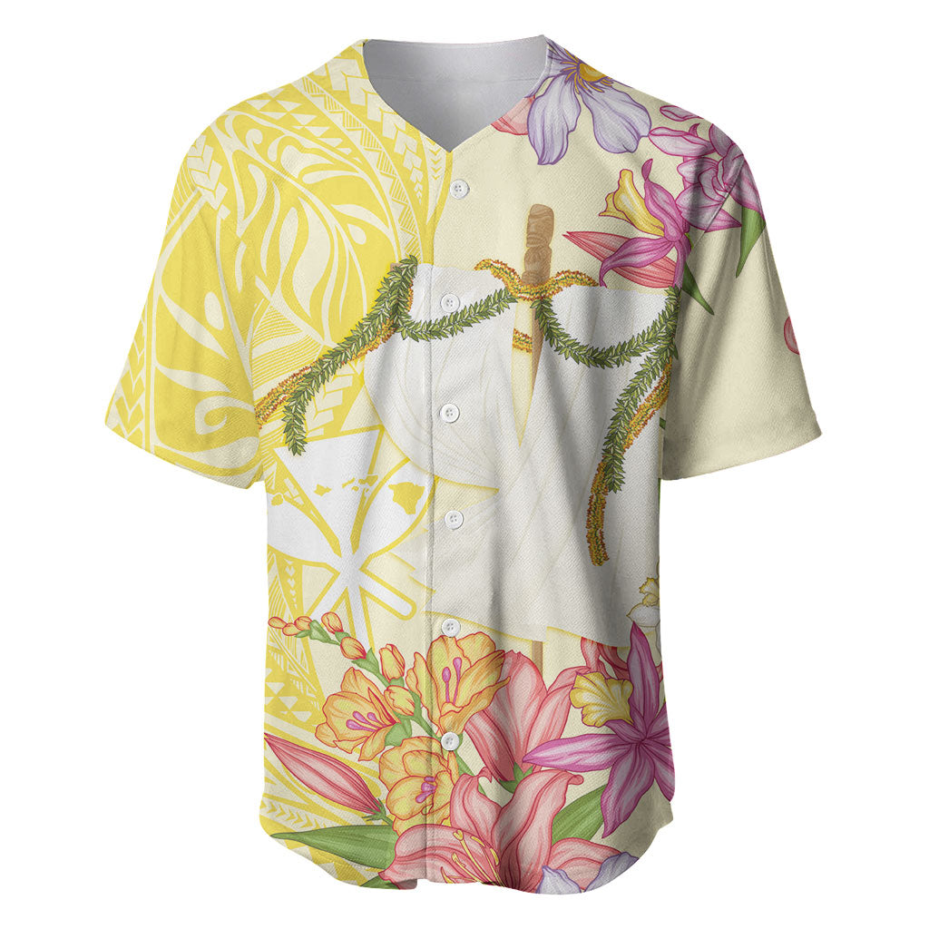 Aloha Hawaii Kanaka Makahiki Baseball Jersey Akua Loa - Festive Golden Sand LT7 Sandy Yellow - Polynesian Pride