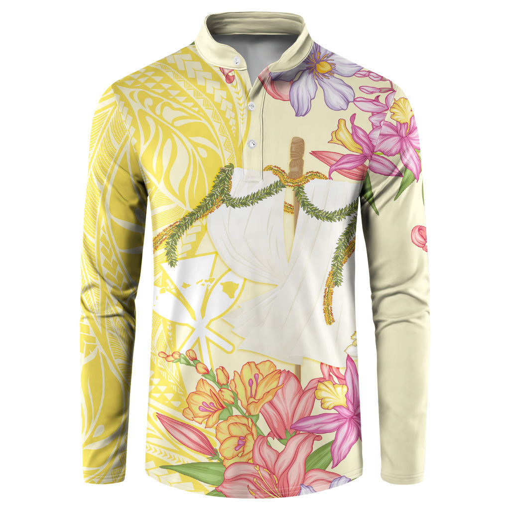 Aloha Hawaii Kanaka Makahiki Button Sweatshirt Akua Loa - Festive Golden Sand LT7 Sandy Yellow - Polynesian Pride