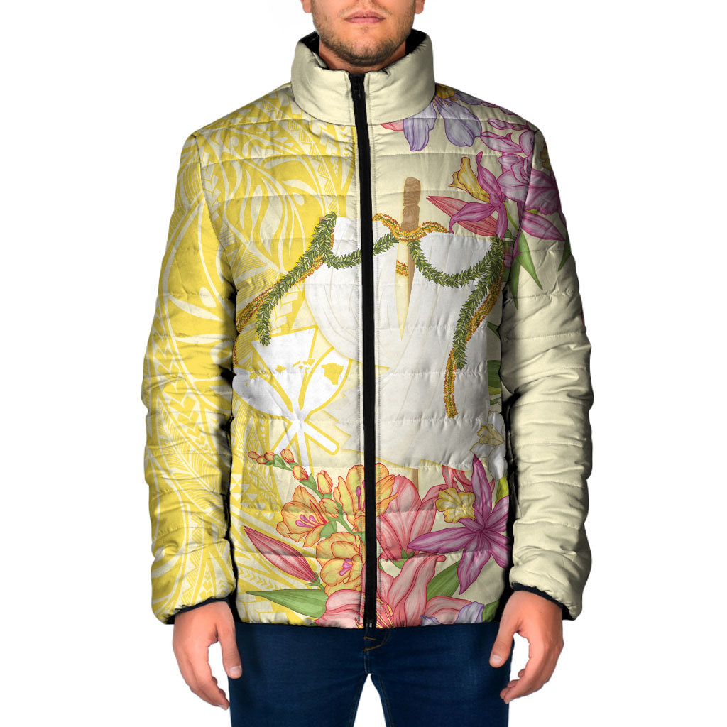Aloha Hawaii Kanaka Makahiki Padded Jacket Akua Loa - Festive Golden Sand LT7 Men Sandy Yellow - Polynesian Pride