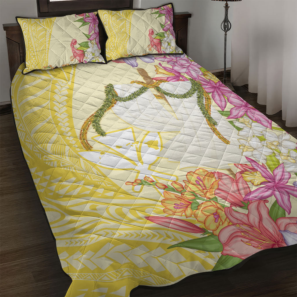 Aloha Hawaii Kanaka Makahiki Quilt Bed Set Akua Loa - Festive Golden Sand LT7 Sandy Yellow - Polynesian Pride