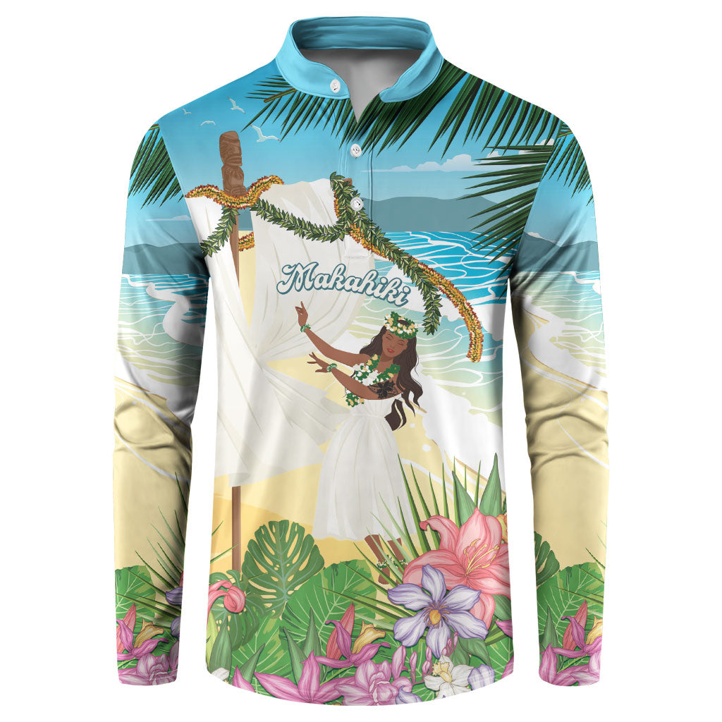 Aloha Hawaii Makahiki Hula Dance Button Sweatshirt Beach Scenery LT7 Multicolor - Polynesian Pride