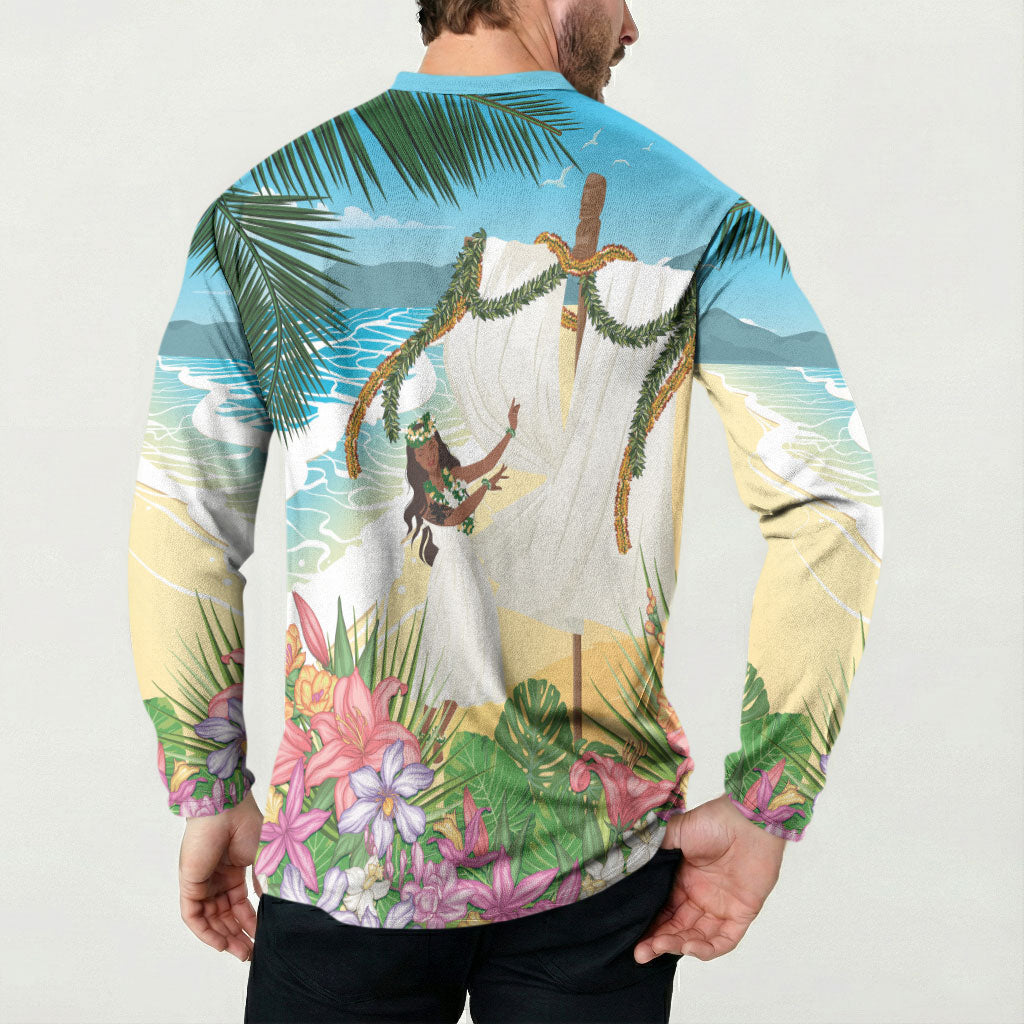 Aloha Hawaii Makahiki Hula Dance Button Sweatshirt Beach Scenery LT7 - Polynesian Pride
