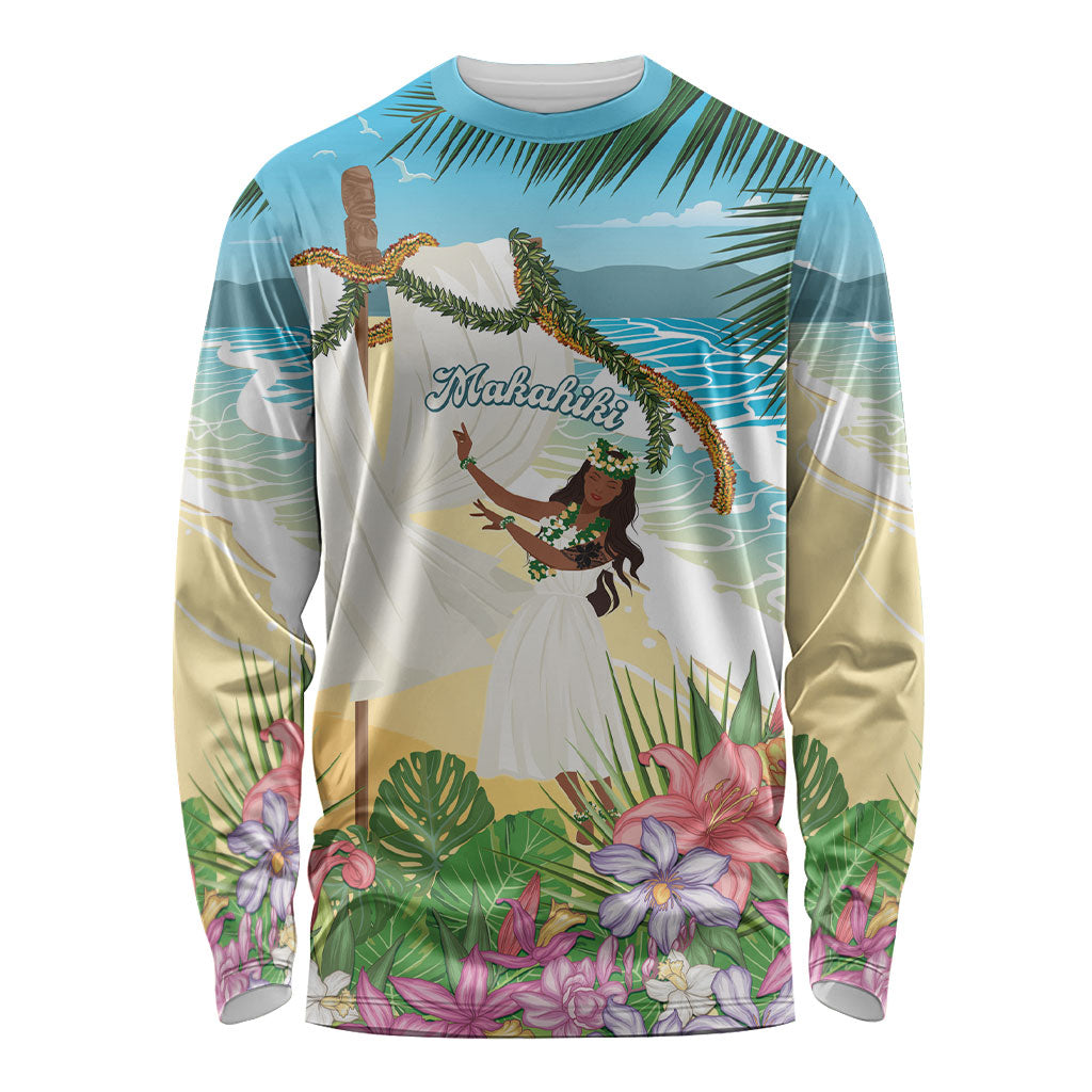 Aloha Hawaii Makahiki Hula Dance Long Sleeve Shirt Beach Scenery LT7 Unisex Multicolor - Polynesian Pride
