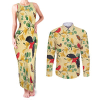 Aloha Hawaii Couples Matching Tank Maxi Dress and Long Sleeve Button Shirt I'iwi on Mamane Pastel Cream