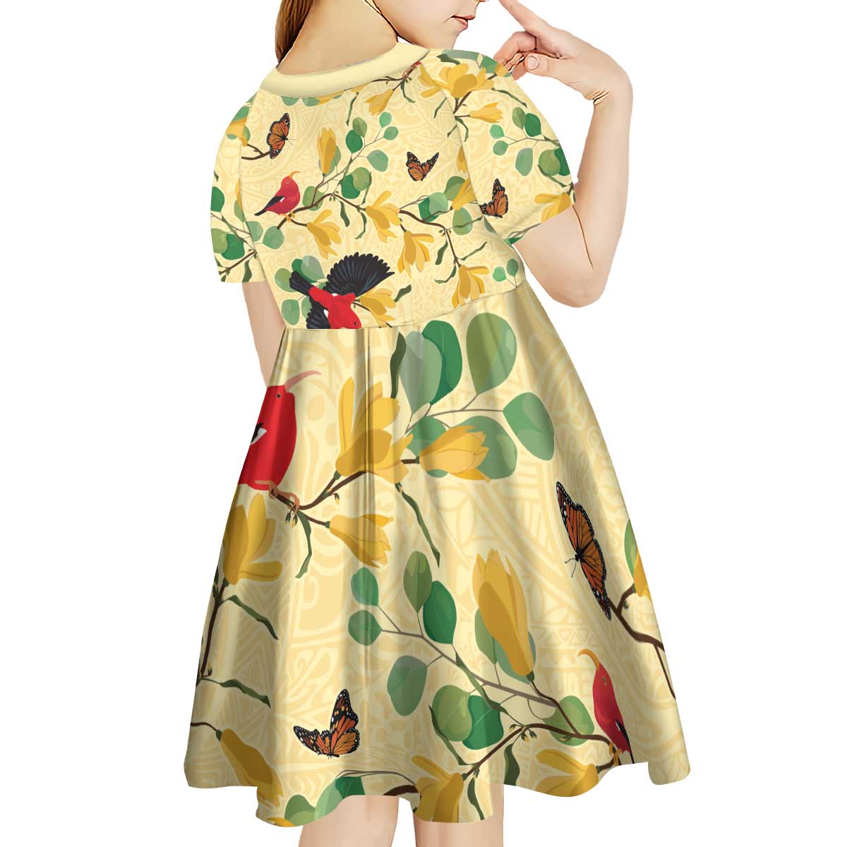 Aloha Hawaii Kid Short Sleeve Dress I'iwi on Mamane Pastel Cream