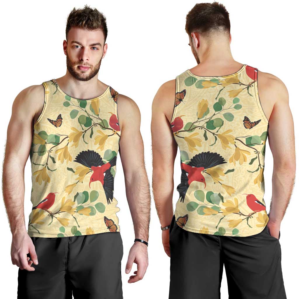 Aloha Hawaii Men Tank Top I'iwi on Mamane Pastel Cream LT7 - Polynesian Pride