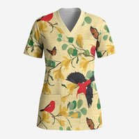 Aloha Hawaii Scrub Top I'iwi on Mamane Pastel Cream - Polynesian Pride