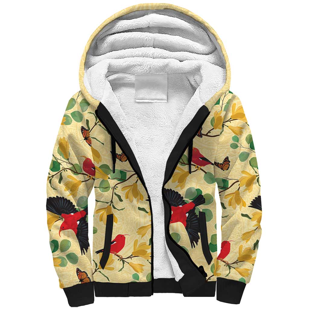 Aloha Hawaii Sherpa Hoodie I'iwi on Mamane Pastel Cream LT7 Unisex Light Yellow - Polynesian Pride