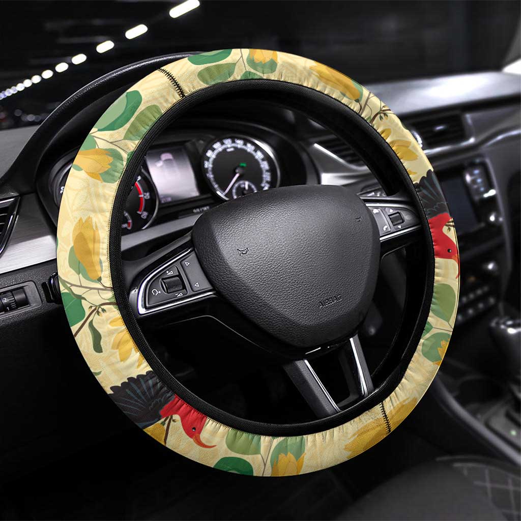 Aloha Hawaii Steering Wheel Cover I'iwi on Mamane Pastel Cream LT7 Universal Fit Light Yellow - Polynesian Pride