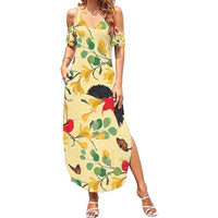 Aloha Hawaii Summer Maxi Dress I'iwi on Mamane Pastel Cream LT7 Women Light Yellow - Polynesian Pride