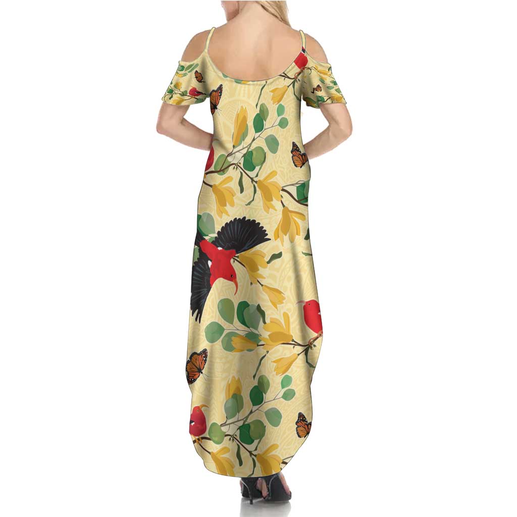 Aloha Hawaii Summer Maxi Dress I'iwi on Mamane Pastel Cream LT7 - Polynesian Pride