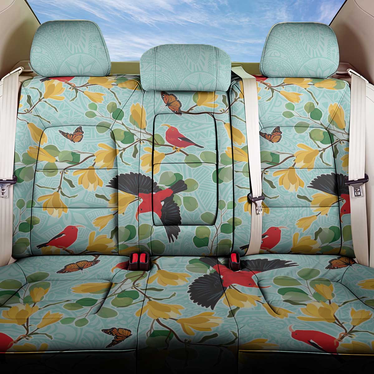 Aloha Hawaii Back Car Seat Cover I'iwi on Mamane Pastel Turquoise