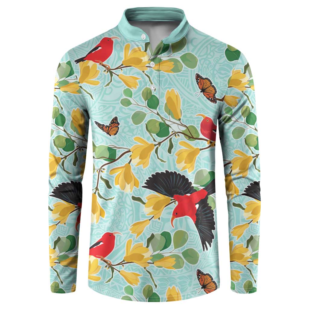 Aloha Hawaii Button Sweatshirt I'iwi on Mamane Pastel Turquoise