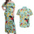 Aloha Hawaii Couples Matching Off Shoulder Maxi Dress and Hawaiian Shirt I'iwi on Mamane Pastel Turquoise