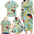 Aloha Hawaii Family Matching Long Sleeve Bodycon Dress and Hawaiian Shirt I'iwi on Mamane Pastel Turquoise