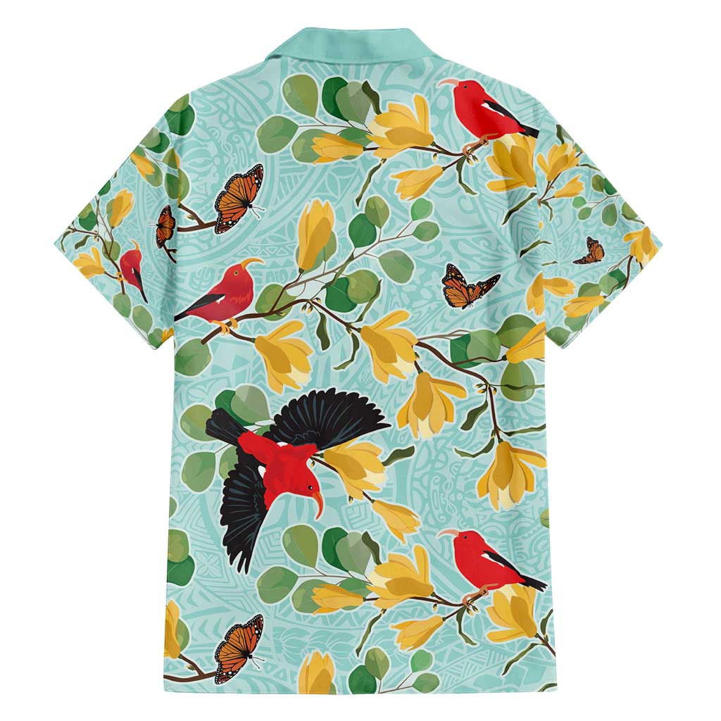 Aloha Hawaii Family Matching Off Shoulder Short Dress and Hawaiian Shirt I'iwi on Mamane Pastel Turquoise