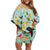 Aloha Hawaii Family Matching Off Shoulder Short Dress and Hawaiian Shirt I'iwi on Mamane Pastel Turquoise