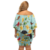 Aloha Hawaii Family Matching Off Shoulder Short Dress and Hawaiian Shirt I'iwi on Mamane Pastel Turquoise