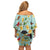 Aloha Hawaii Family Matching Off Shoulder Short Dress and Hawaiian Shirt I'iwi on Mamane Pastel Turquoise