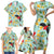 Aloha Hawaii Family Matching Short Sleeve Bodycon Dress and Hawaiian Shirt I'iwi on Mamane Pastel Turquoise