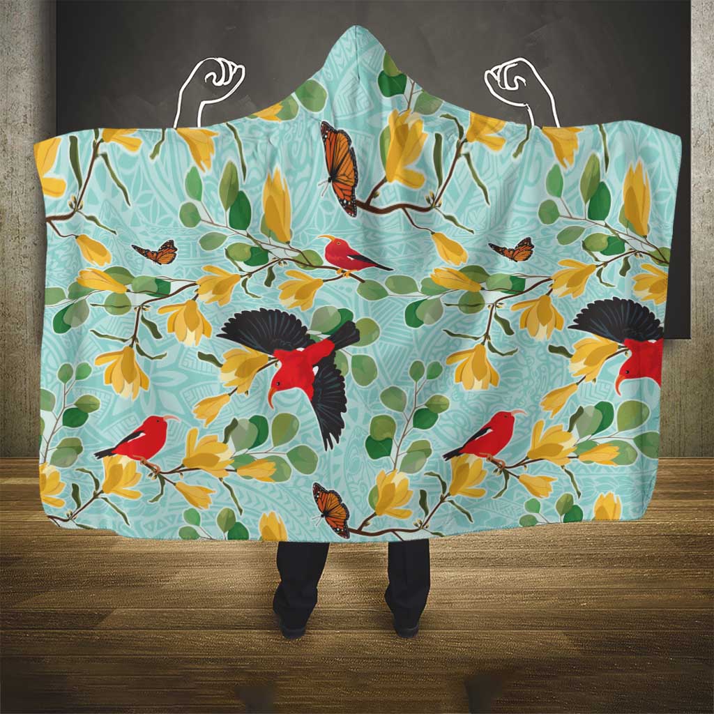 Aloha Hawaii Hooded Blanket I'iwi on Mamane Pastel Turquoise LT7 - Polynesian Pride