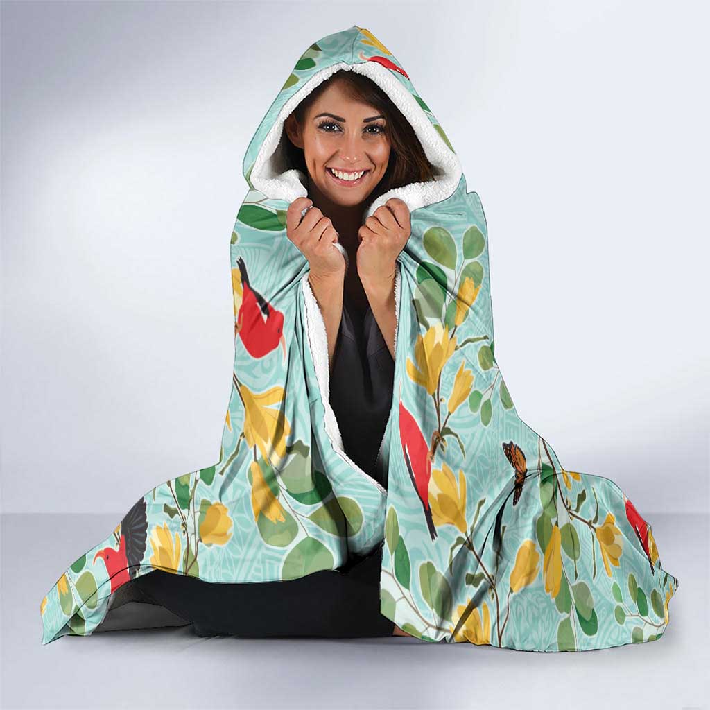Aloha Hawaii Hooded Blanket I'iwi on Mamane Pastel Turquoise LT7 - Polynesian Pride