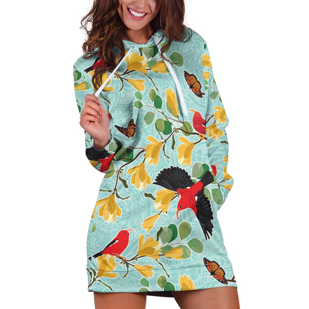 Aloha Hawaii Hoodie Dress I'iwi on Mamane Pastel Turquoise