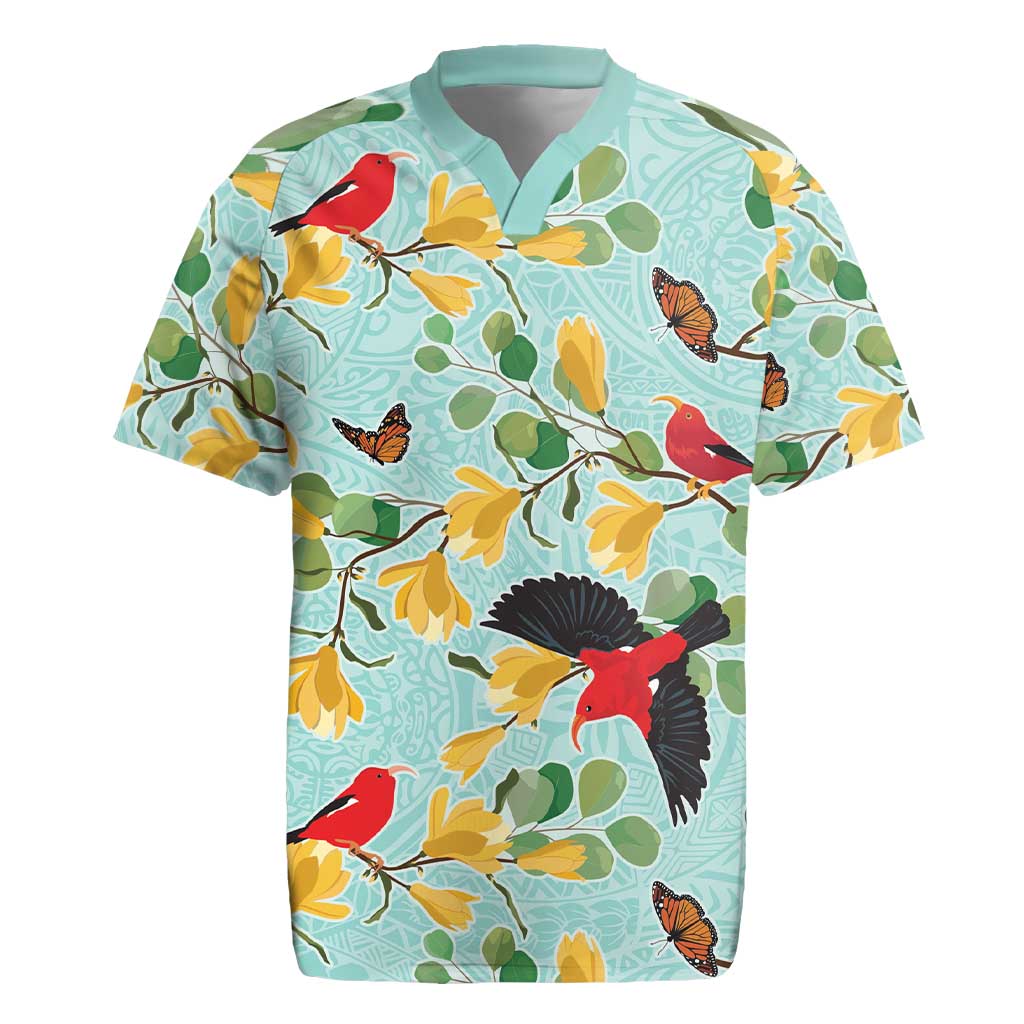 Aloha Hawaii Rugby Jersey I'iwi on Mamane Pastel Turquoise LT7 Turquoise - Polynesian Pride