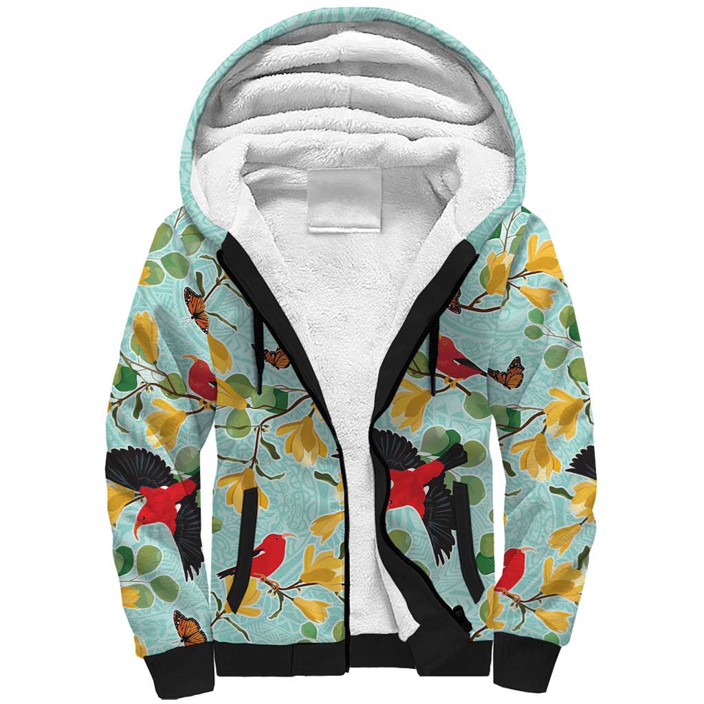 Aloha Hawaii Sherpa Hoodie I'iwi on Mamane Pastel Turquoise LT7 Unisex Turquoise - Polynesian Pride