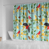Aloha Hawaii Shower Curtain I'iwi on Mamane Pastel Turquoise