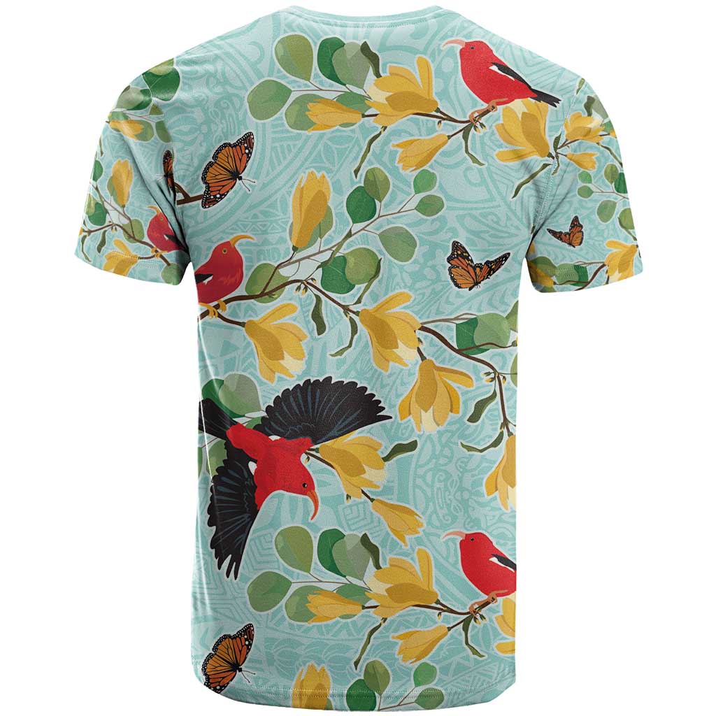 Aloha Hawaii T Shirt I'iwi on Mamane Pastel Turquoise