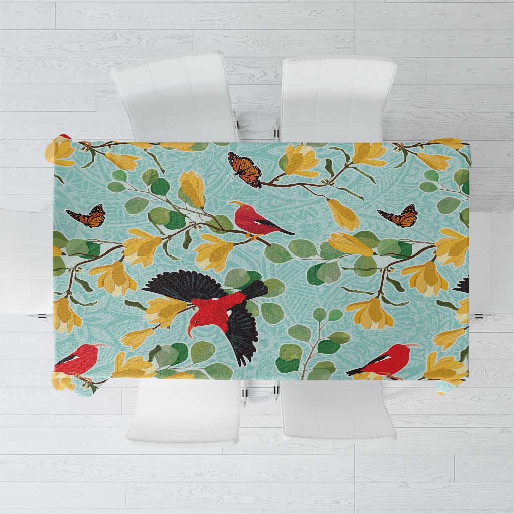 Aloha Hawaii Tablecloth I'iwi on Mamane Pastel Turquoise LT7 Turquoise - Polynesian Pride
