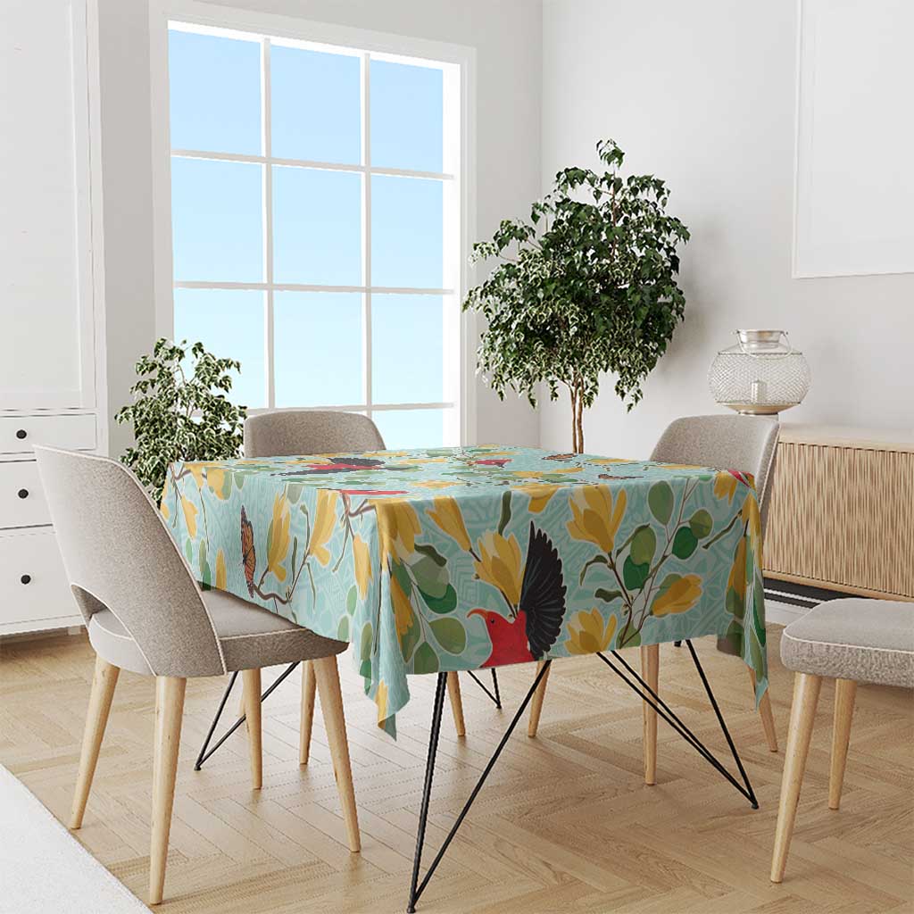 Aloha Hawaii Tablecloth I'iwi on Mamane Pastel Turquoise LT7 - Polynesian Pride