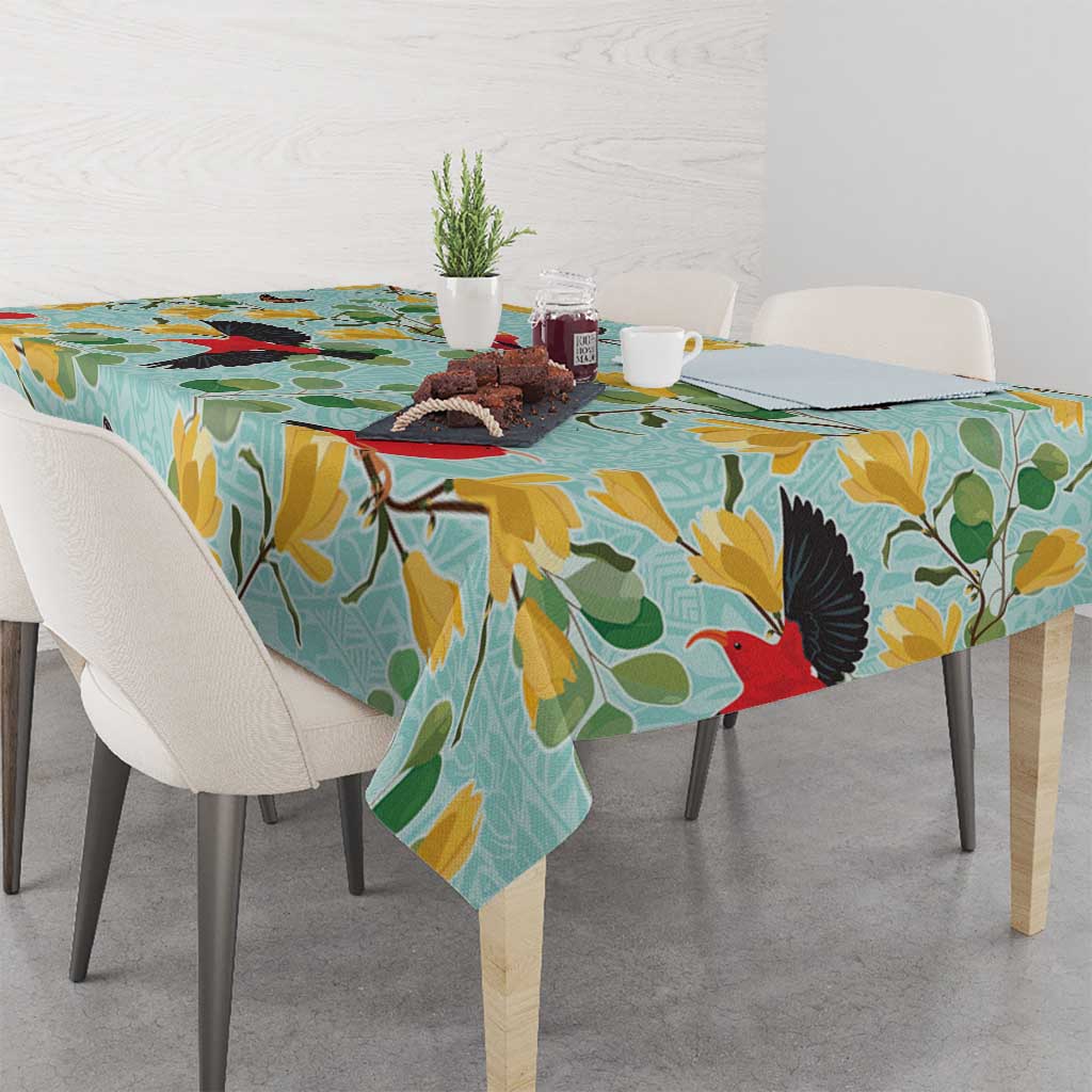 Aloha Hawaii Tablecloth I'iwi on Mamane Pastel Turquoise LT7 - Polynesian Pride