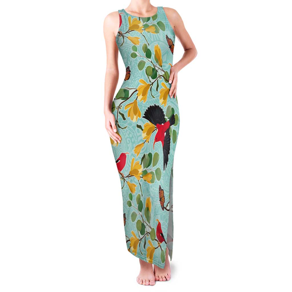 Aloha Hawaii Tank Maxi Dress I'iwi on Mamane Pastel Turquoise LT7 Women Turquoise - Polynesian Pride