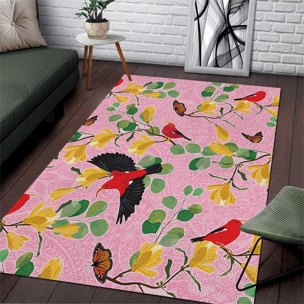 Aloha Hawaii Area Rug I'iwi on Mamane Pastel Pink