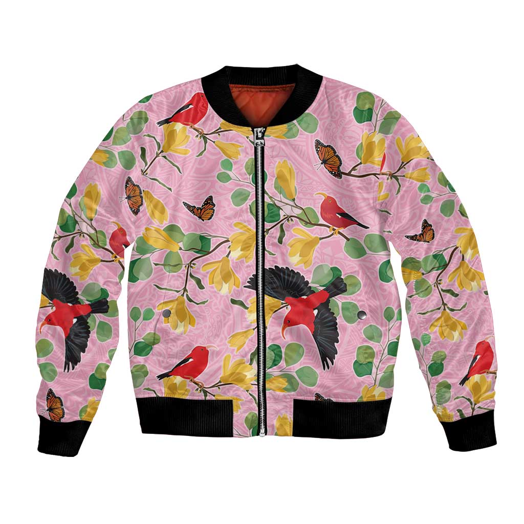 Aloha Hawaii Bomber Jacket I'iwi on Mamane Pastel Pink