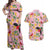 Aloha Hawaii Couples Matching Off Shoulder Maxi Dress and Hawaiian Shirt I'iwi on Mamane Pastel Pink