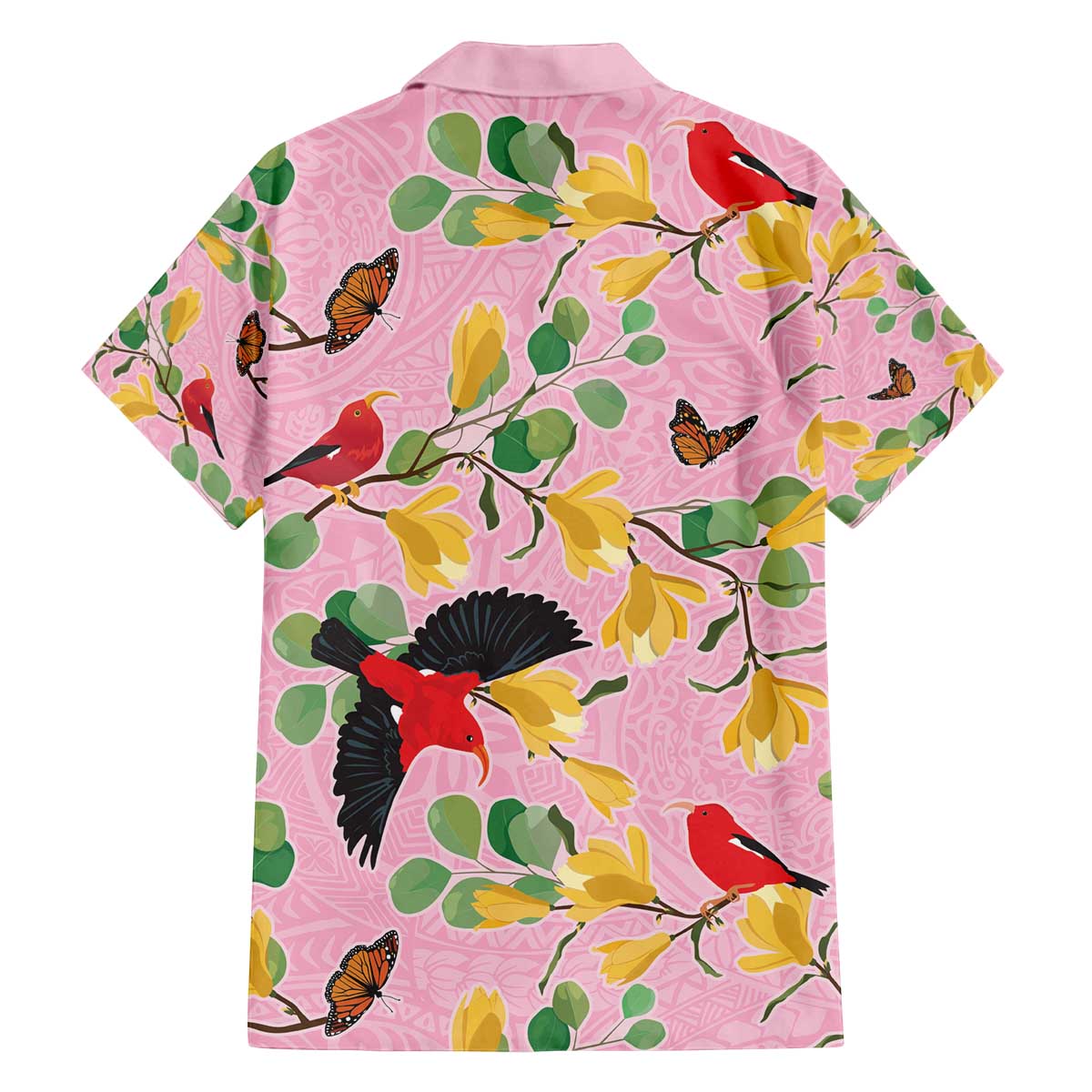 Aloha Hawaii Family Matching Off The Shoulder Long Sleeve Dress and Hawaiian Shirt I'iwi on Mamane Pastel Pink