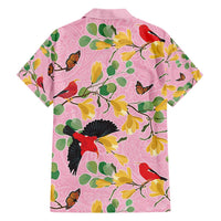 Aloha Hawaii Family Matching Short Sleeve Bodycon Dress and Hawaiian Shirt I'iwi on Mamane Pastel Pink