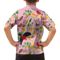 Aloha Hawaii Family Matching Tank Maxi Dress and Hawaiian Shirt I'iwi on Mamane Pastel Pink